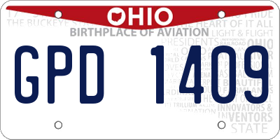 OH license plate GPD1409