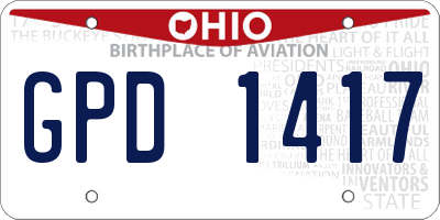 OH license plate GPD1417