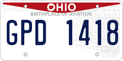 OH license plate GPD1418