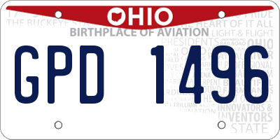 OH license plate GPD1496