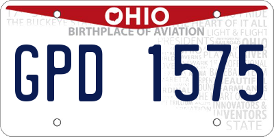 OH license plate GPD1575