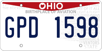OH license plate GPD1598