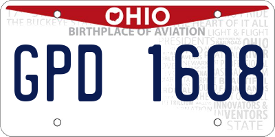 OH license plate GPD1608