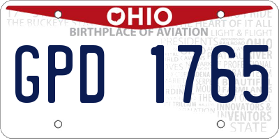 OH license plate GPD1765
