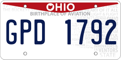 OH license plate GPD1792