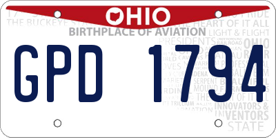OH license plate GPD1794