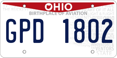 OH license plate GPD1802