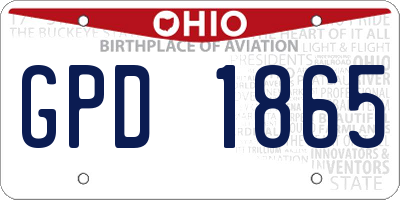 OH license plate GPD1865