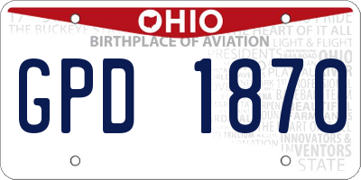OH license plate GPD1870