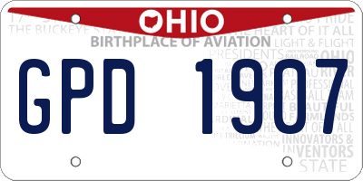 OH license plate GPD1907