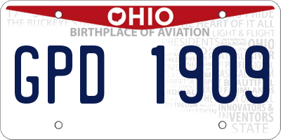 OH license plate GPD1909