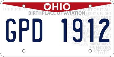 OH license plate GPD1912