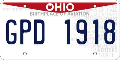 OH license plate GPD1918