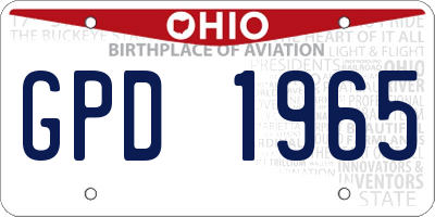 OH license plate GPD1965