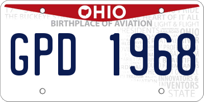 OH license plate GPD1968