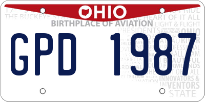 OH license plate GPD1987