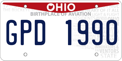 OH license plate GPD1990