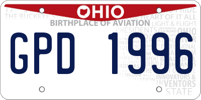 OH license plate GPD1996