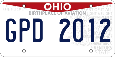 OH license plate GPD2012