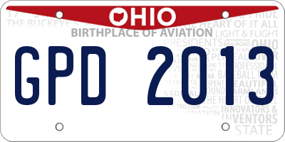 OH license plate GPD2013