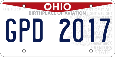 OH license plate GPD2017