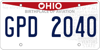 OH license plate GPD2040