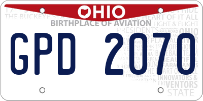 OH license plate GPD2070