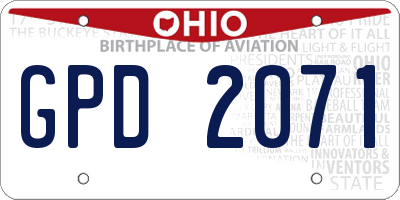 OH license plate GPD2071