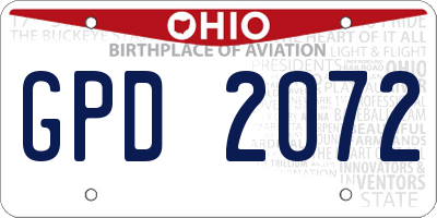 OH license plate GPD2072