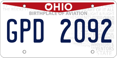 OH license plate GPD2092