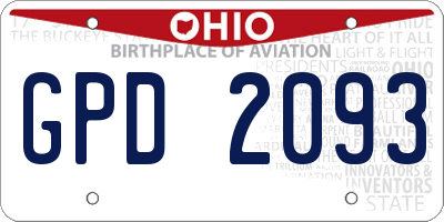 OH license plate GPD2093