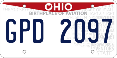 OH license plate GPD2097