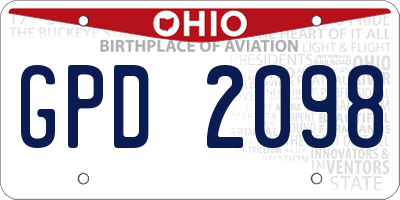 OH license plate GPD2098
