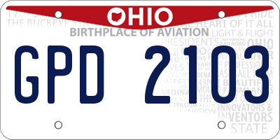 OH license plate GPD2103