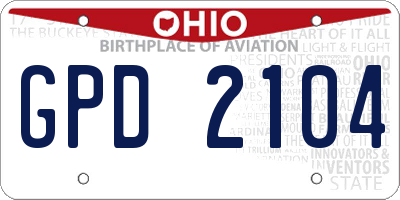 OH license plate GPD2104