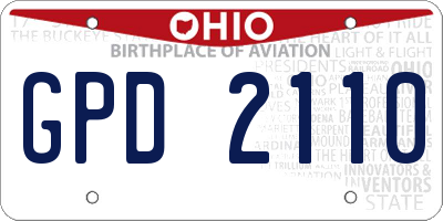 OH license plate GPD2110