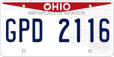 OH license plate GPD2116