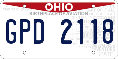 OH license plate GPD2118