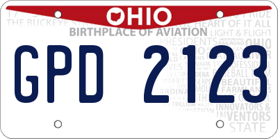 OH license plate GPD2123