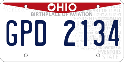 OH license plate GPD2134