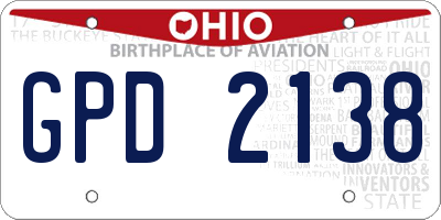 OH license plate GPD2138