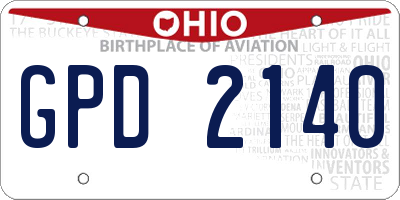 OH license plate GPD2140