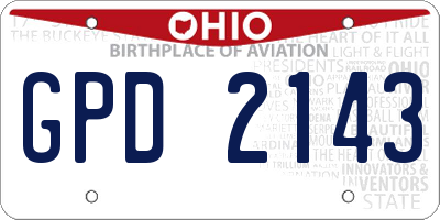 OH license plate GPD2143