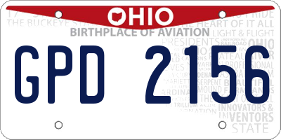 OH license plate GPD2156