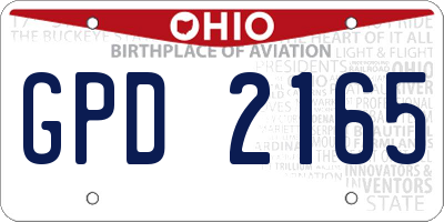 OH license plate GPD2165