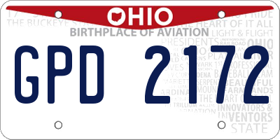 OH license plate GPD2172