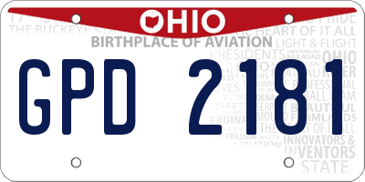OH license plate GPD2181