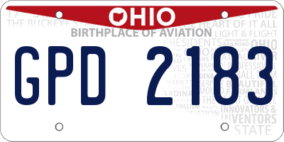 OH license plate GPD2183