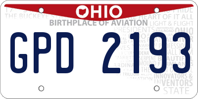 OH license plate GPD2193