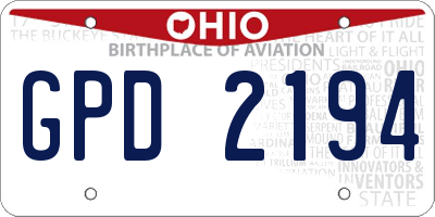 OH license plate GPD2194